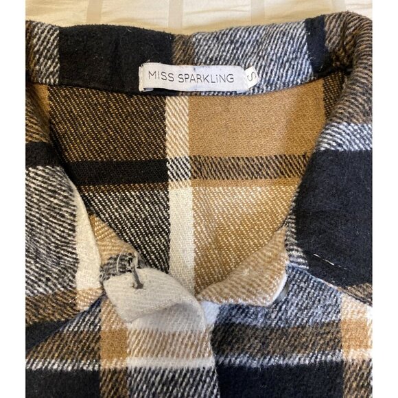 Miss Sparkling Jacket Shacklet Plaid Button-Up Jacket, S - Picture 6 of 8
